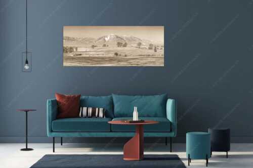 Blick über die Ach bei Uffing zum Hörnle in den Ammergauer Alpen - Voralpenland - Größe ca. 175x70cm, Seitenverhältnis 2,5:1 - Uffinger Ach mit Hörnle - weitere Infos unter https://www.kriner-weiermann.de