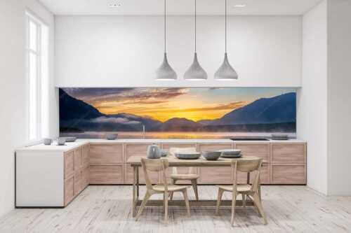 Blick über den Silvensteinsee zum kurz bevorstehenden Sonnenaufgang - Vorglühen am Silvenstein - Größe ca. 400x100cm, Seitenverhältnis 4:1 - Silvensteinsee Sonnenaufgang - weitere Infos unter https://www.kriner-weiermann.de