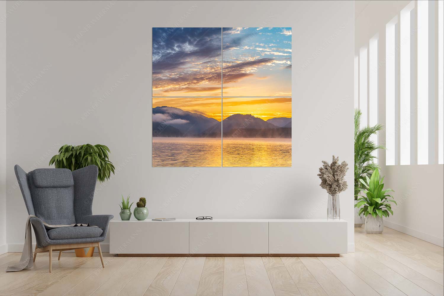 Vorglühen am Silvenstein – 4er Split, Größe ca. 180x180cm, Seitenverhältnis 1:1 — Silvensteinsee Sonnenaufgang Blick über den Silvensteinsee zum kurz bevorstehenden Sonnenaufgang - Vorglühen am Silvenstein - 4er Split, Größe ca. 180x180cm, Seitenverhältnis 1:1 - Silvensteinsee Sonnenaufgang - weitere Infos unter https://www.kriner-weiermann.de