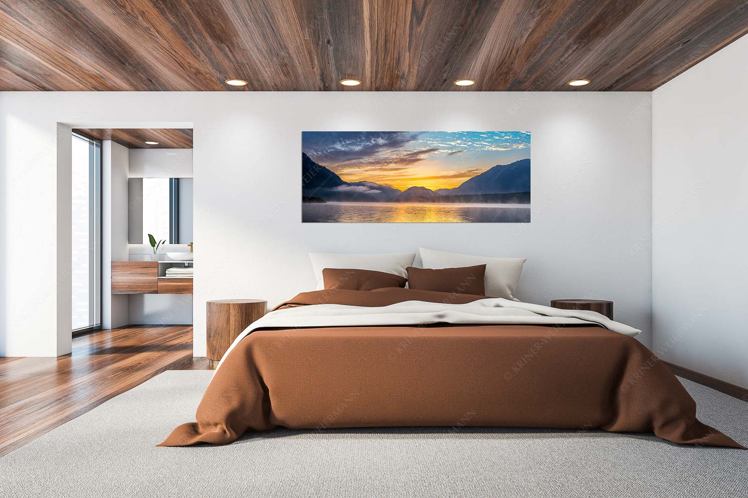 Blick über den Silvensteinsee zum kurz bevorstehenden Sonnenaufgang - Vorglühen am Silvenstein - Größe ca. 200x80cm, Seitenverhältnis 2,5:1 - Silvensteinsee Sonnenaufgang - weitere Infos unter https://www.kriner-weiermann.de
