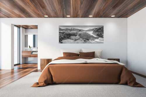 Blick übern Geroldsee zum Wank und Wettersteingebirge - Wagenbrüch - Größe ca. 200x80cm, Seitenverhältnis 2,5:1 - Geroldsee - weitere Infos unter https://www.kriner-weiermann.de