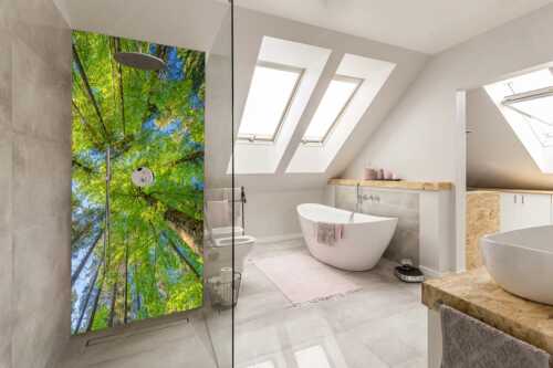 Blick auf ein Buchenblätterdach am Rindberg im Estergebirge - Waldhimmel - Größe ca. 110x220cm, Seitenverhältnis 1:2 - Laubdach - weitere Infos unter https://www.kriner-weiermann.de