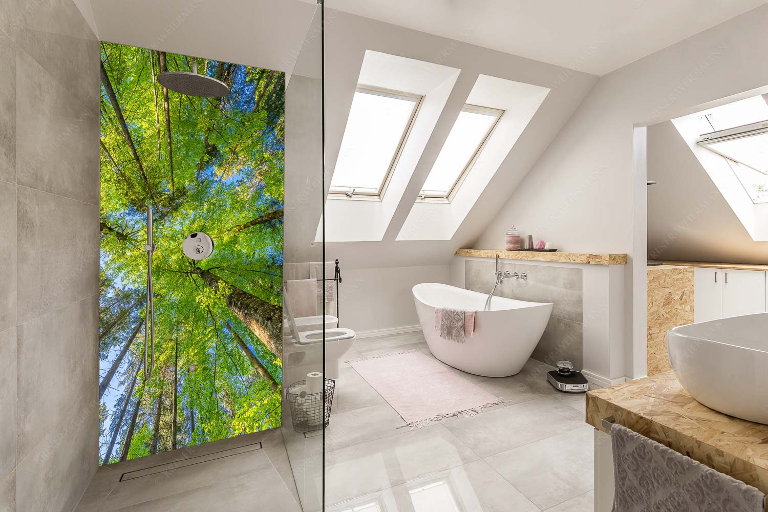 Blick auf ein Buchenblätterdach am Rindberg im Estergebirge - Waldhimmel - Größe ca. 110x220cm, Seitenverhältnis 1:2 - Laubdach - weitere Infos unter https://www.kriner-weiermann.de