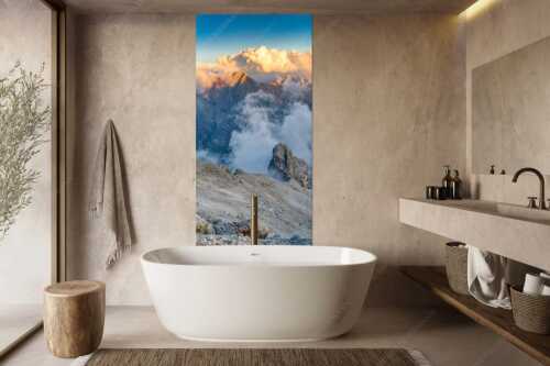 Blick vom Jubiläumsgrat zum Hochwanner im Wettersteingebirge - Wanner - Größe ca. 100x200cm, Seitenverhältnis 1:2 - Hochwanner im Wetterstein - weitere Infos unter https://www.kriner-weiermann.de