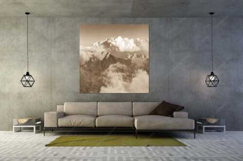 Blick vom Jubiläumsgrat zum Hochwanner im Wettersteingebirge - Wanner - Größe ca. 160x160cm, Seitenverhältnis 1:1 - Hochwanner im Wetterstein - weitere Infos unter https://www.kriner-weiermann.de