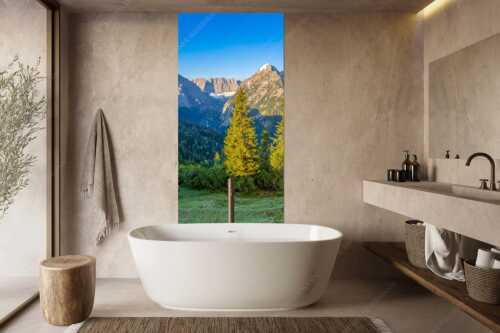 Blick durchs Laliderertal im Karwendelgebirge - Warmes Morgenlicht - Größe ca. 100x200cm, Seitenverhältnis 1: - Gamsjoch und Falken im Karwendel - weitere Infos unter https://www.kriner-weiermann.de