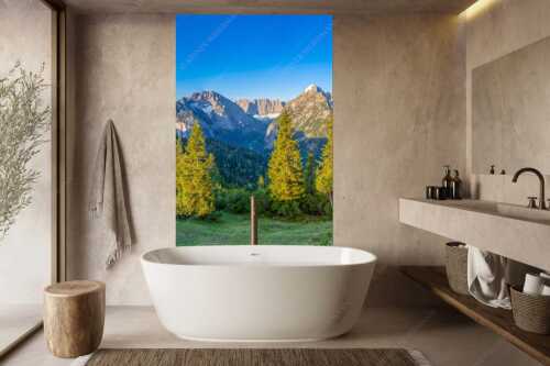 Blick durchs Laliderertal im Karwendelgebirge - Warmes Morgenlicht - Größe ca. 160x240cm, Seitenverhältnis 2: - Gamsjoch und Falken im Karwendel - weitere Infos unter https://www.kriner-weiermann.de