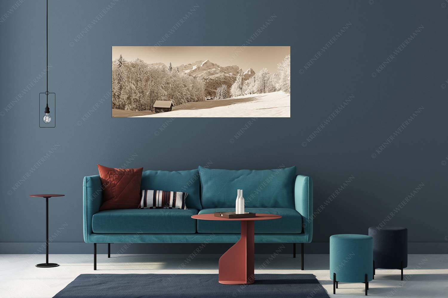 Winter im Werdenfels – Größe ca. 175x70cm, Seitenverhältnis 2,5:1 — Alpspitze Zugspitze und Waxenstein Winterlandschaft am Höfle mit Blick zum Zugspitzmassiv im Wetterstein - Winter im Werdenfels - Größe ca. 175x70cm, Seitenverhältnis 2,5:1 - Alpspitze Zugspitze und Waxenstein - weitere Infos unter https://www.kriner-weiermann.de