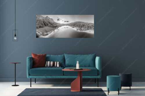 Blick über den Ferchensee zum Sonnenuntergang am Wettersteingebirge - Wohltuend - Größe ca. 175x70cm, Seitenverhältnis 2,5:1 - Ferchensee mit Wetterstein - weitere Infos unter https://www.kriner-weiermann.de