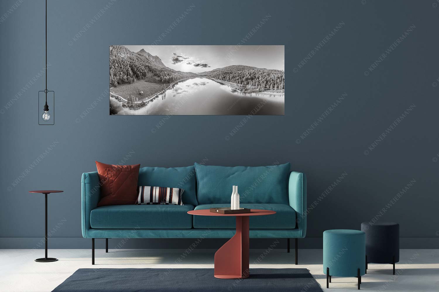 Wohltuend – Größe ca. 175x70cm, Seitenverhältnis 2,5:1 — Ferchensee mit Wetterstein Blick über den Ferchensee zum Sonnenuntergang am Wettersteingebirge - Wohltuend - Größe ca. 175x70cm, Seitenverhältnis 2,5:1 - Ferchensee mit Wetterstein - weitere Infos unter https://www.kriner-weiermann.de