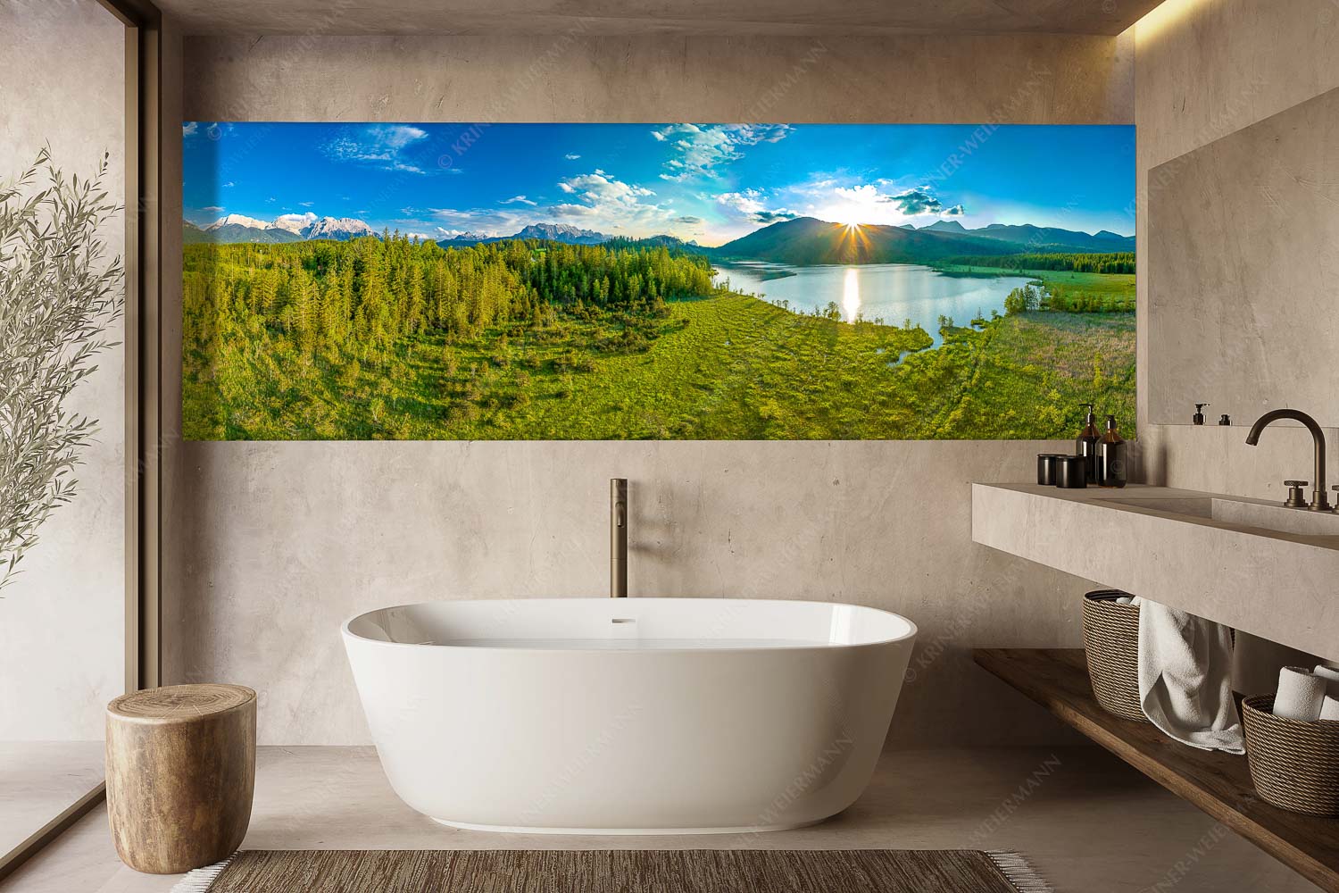 Wunderbare Landschaften – Größe ca. 300x100cm, Seitenverhältnis 3:1 — Barmsee Blick über den Barmsee zum Sonnenuntergang am Estergebirge - Wunderbare Landschaften - Größe ca. 300x100cm, Seitenverhältnis 3:1 - Barmsee - weitere Infos unter https://www.kriner-weiermann.de