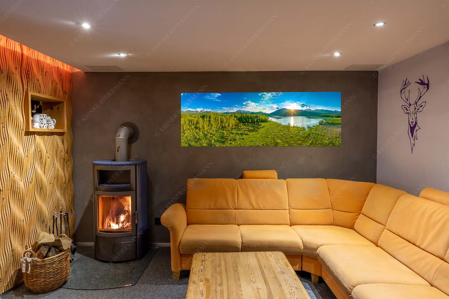 Wunderbare Landschaften – Größe ca. 180x60cm, Seitenverhältnis 3:1 — Barmsee Blick über den Barmsee zum Sonnenuntergang am Estergebirge - Wunderbare Landschaften - Größe ca. 180x60cm, Seitenverhältnis 3:1 - Barmsee - weitere Infos unter https://www.kriner-weiermann.de