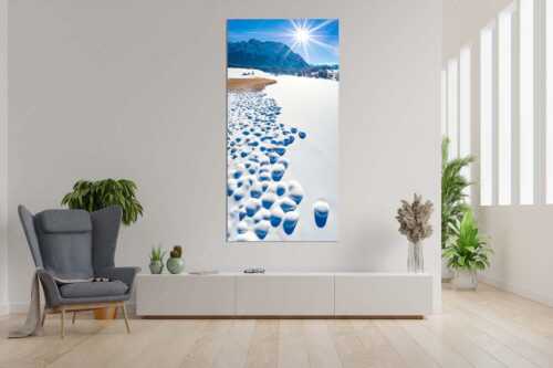 Blick über den Schmalensee zum Karwendelgebirge - Zuckerguss - Größe ca. 90x180cm, Seitenverhältnis 1:2 - Winter und Schnee am Schmalensee mit Karwendel - weitere Infos unter https://www.kriner-weiermann.de