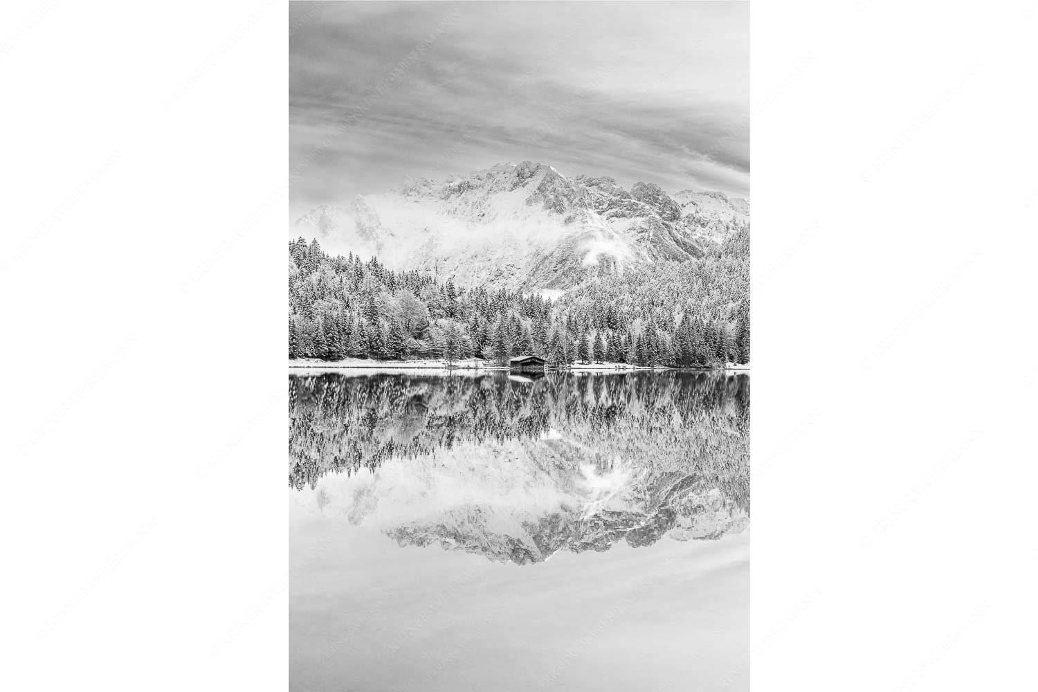 Zuckerspiegel – Seitenverhältnis 2:3 — Ferchensee und Karwendel Das Karwendelgebirge spiegelt sich im Ferchensee