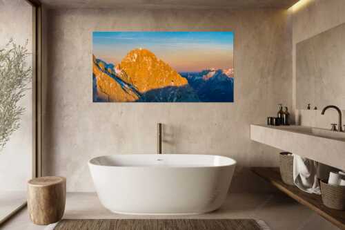 Vollmondaufgang zwischen der Westlichen- und Östlichen Öfelekopfspitze im Wetterstein - Zwischen den Öfelen - Größe ca. 180x90cm, Seitenverhältnis 2 - Öfelekopfspitzen im Wetterstein - weitere Infos unter https://www.kriner-weiermann.de