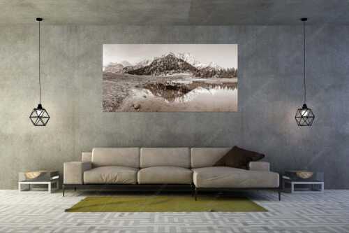 Fönige Morgenstimmung an der Fereineralm zwischen Soiern- und Karwendelgebirge - Klare Kante - Wandbild - Größe ca. 200x100cm, Seitenverhältnis 2:1 - Fereineralm im Karwendel - weitere Infos unter https://www.kriner-weiermann.de