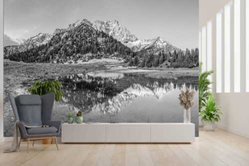 Fönige Morgenstimmung an der Fereineralm zwischen Soiern- und Karwendelgebirge - Klare Kante - Fototapete - Größe ca. 300x200cm, Seitenverhältnis 3:2 - Fereineralm im Karwendel - weitere Infos unter https://www.kriner-weiermann.de