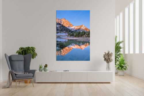 Fönige Morgenstimmung an der Fereineralm zwischen Soiern- und Karwendelgebirge - Klare Kante - Wandbild - Größe ca. 120x180cm, Seitenverhältnis 2:3 - Fereineralm im Karwendel - weitere Infos unter https://www.kriner-weiermann.de