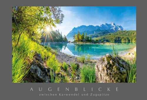 Blick über Eibsee zur Zugspitze im Wettersteingebirge - Heimliche Bucht - Postkarte Eibsee