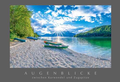 Südliches Flair verbreitet sich bei einer Abendstimmung am Walchenseeufer bei Niedernach - Mediterran - Postkarte Walchensee