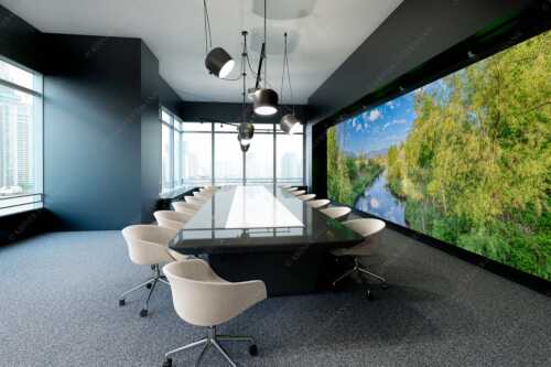 Ruhig läuft die Ramsach bei Mühlhagen kurz bevor sie in die Loisach mündet - Sanftes Gemüt - Akustikbild - Größe ca. 600x200cm, Seitenverhältnis 3:1 - Ramsach mit Zugspitze - weitere Infos unter https://www.kriner-weiermann.de
