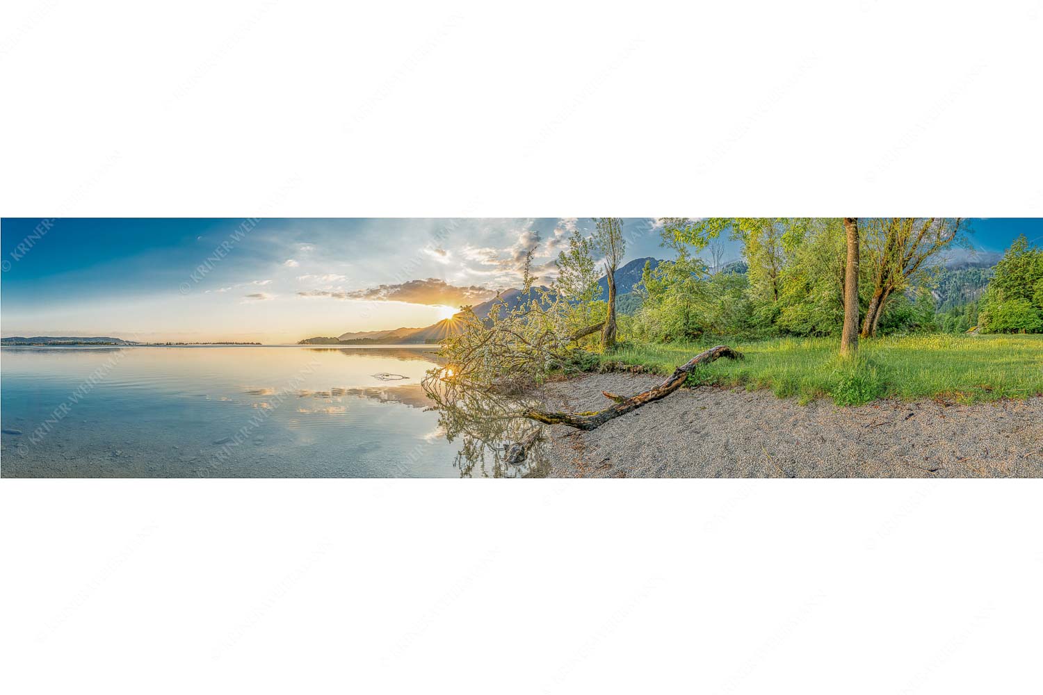 Verspielt – Seitenverhältnis 4:1 — Kochelsee mit Jochberg Der Kochelsee bietet viele idyllische Ecken zum innehalten