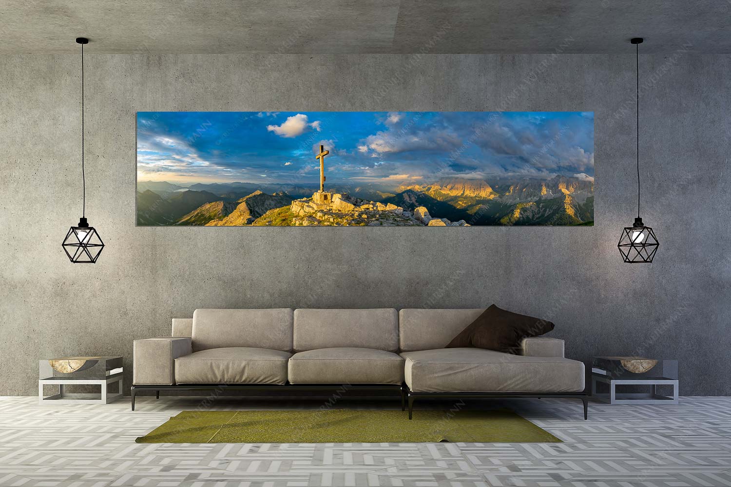 Dem Himmel nah – Wandbild – Größe ca. 320x80cm, Seitenverhältnis 4:1 — Soiernspitze Gipfelkreuz Blick von der Soiernspitze ins Karwendel - Dem Himmel nah - Wandbild - Größe ca. 320x80cm, Seitenverhältnis 4:1 - Soiernspitze Gipfelkreuz - weitere Infos unter https://www.kriner-weiermann.de