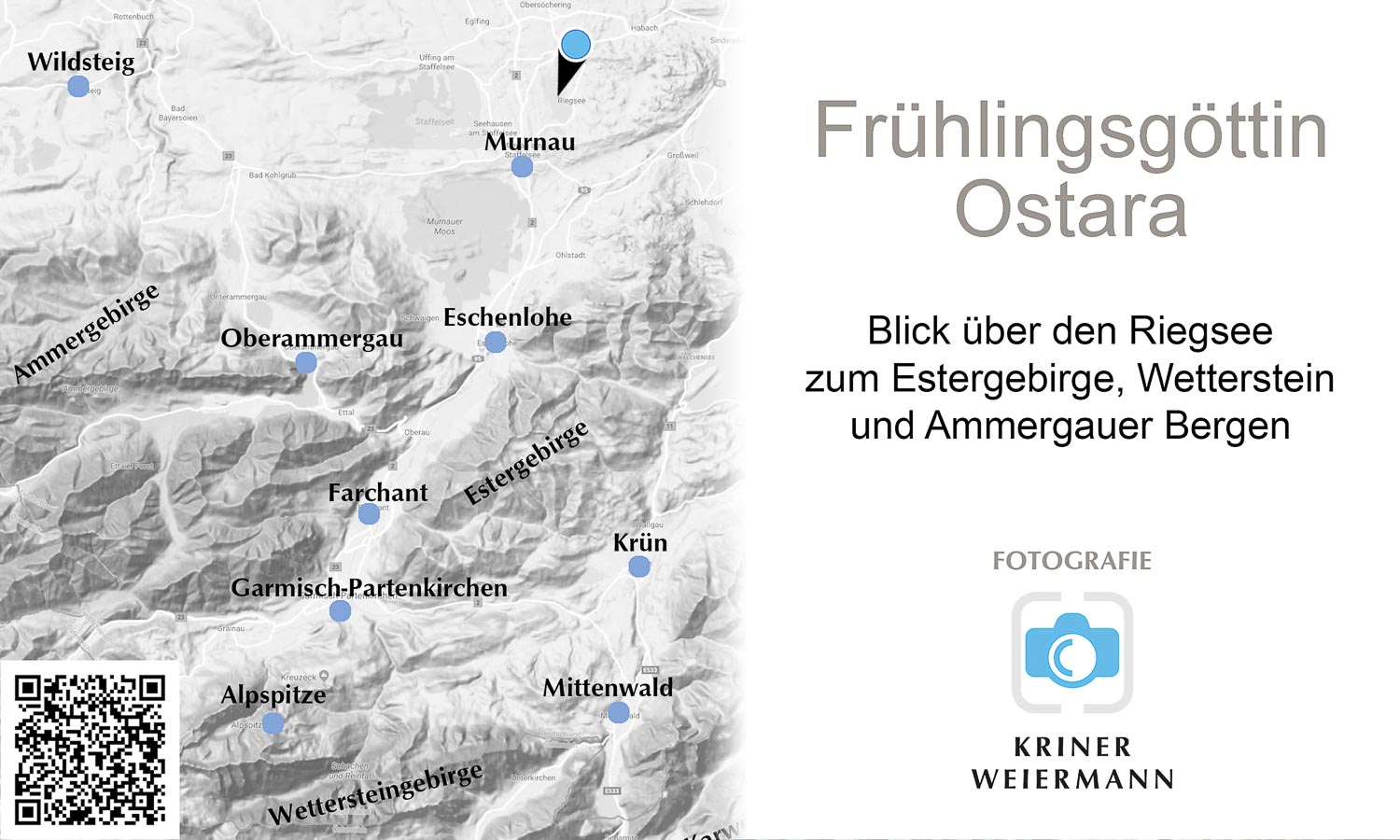 Blick über den Riegsee zum Estergebirge, Wetterstein und Ammergauer Bergen - Frühlingsgöttin Ostara - 