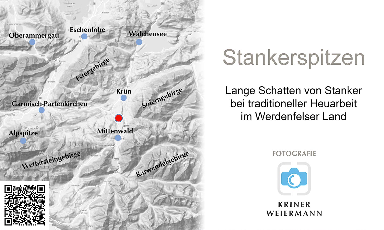 Lange Schatten von Stanker bei traditioneller Heuarbeit im Werdenfelser Land - Stankerspitzen - 