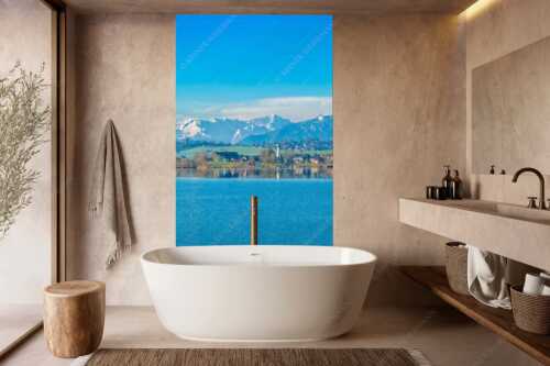Blick über den Riegsee und Froschhausen zum Zugspitzmassiv - Froschhausener Morgen - Wandbild - Größe ca. 160x240cm, Seitenverhältnis 2:3 - Riegsee und Froschhausen - weitere Infos unter https://www.kriner-weiermann.de