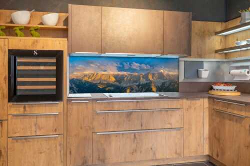 Blick von der Soiernspitze ins Karwendelgebirge - Heiter bis wolkig - Küchenrückwand - Größe ca. 180x60cm, Seitenverhältnis 3:1 - Bäralpl Karwendel - weitere Infos unter https://www.kriner-weiermann.de