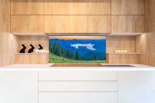 Sonnenaufgang zwischen Jochberg und Benediktenwand - Jochberg Sonne - Küchenrückwand - Größe ca. 120x60cm, Seitenverhältnis 2:1 - Walchensee Sonnenaufgang Benediktenwand - weitere Infos unter https://www.kriner-weiermann.de