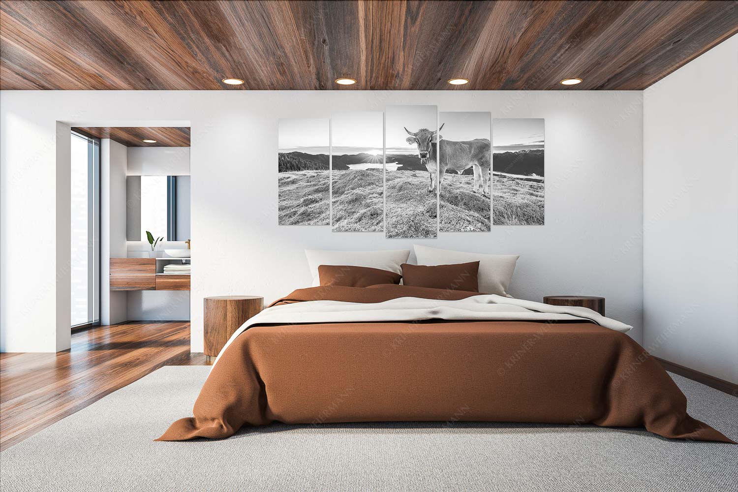 Neugier – Wandbild – 5er Split, Größe ca. 200x100cm, Seitenverhältnis 2:1 — Almvieh am Simetsberg Tiroler Grauvieh auf der Sommerweide am Simetsberg im Estergebirge - Neugier - Wandbild - 5er Split, Größe ca. 200x100cm, Seitenverhältnis 2:1 - Almvieh am Simetsberg - weitere Infos unter https://www.kriner-weiermann.de