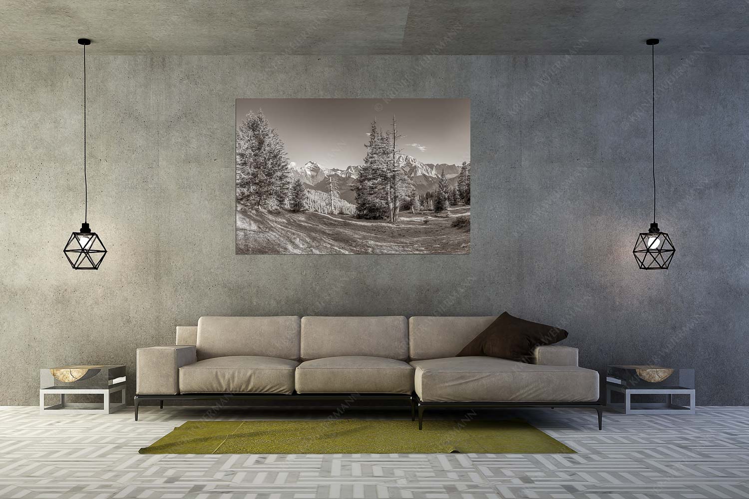 Vis a vis – Wandbild – Größe ca. 180x120cm, Seitenverhältnis 3:2 — Karwendel Hauptkamm Vom südlich gelegenen Bergkamm des Schafreuters hat man eine beeindruckende Sicht auf den Karwendel-Hauptkamm - Vis a vis - Wandbild - Größe ca. 180x120cm, Seitenverhältnis 3:2 - Karwendel Hauptkamm - weitere Infos unter https://www.kriner-weiermann.de