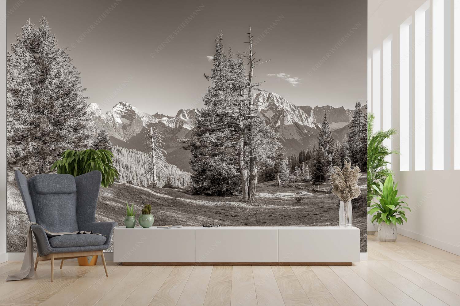 Vis a vis – Fototapete – Größe ca. 300x200cm, Seitenverhältnis 3:2 — Karwendel Hauptkamm Vom südlich gelegenen Bergkamm des Schafreuters hat man eine beeindruckende Sicht auf den Karwendel-Hauptkamm - Vis a vis - Fototapete - Größe ca. 300x200cm, Seitenverhältnis 3:2 - Karwendel Hauptkamm - weitere Infos unter https://www.kriner-weiermann.de