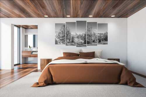 Vom südlich gelegenen Bergkamm des Schafreuters hat man eine beeindruckende Sicht auf den Karwendel-Hauptkamm - Vis a vis - Wandbild - 5er Split, Größe ca. 200x100cm, Seitenverhältnis 2:1 - Karwendel Hauptkamm - weitere Infos unter https://www.kriner-weiermann.de