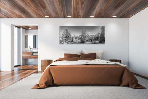 Vom südlich gelegenen Bergkamm des Schafreuters hat man eine beeindruckende Sicht auf den Karwendel-Hauptkamm - Vis a vis - Wandbild - Größe ca. 200x80cm, Seitenverhältnis 2,5:1 - Karwendel Hauptkamm - weitere Infos unter https://www.kriner-weiermann.de