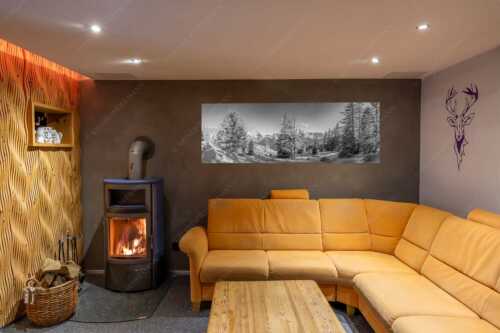 Vom südlich gelegenen Bergkamm des Schafreuters hat man eine beeindruckende Sicht auf den Karwendel-Hauptkamm - Vis a vis - Wandbild - Größe ca. 180x60cm, Seitenverhältnis 3:1 - Karwendel Hauptkamm - weitere Infos unter https://www.kriner-weiermann.de
