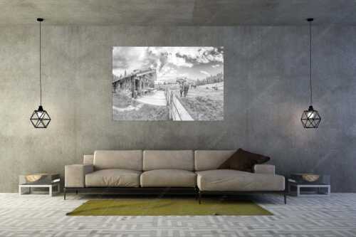 Malerische Almhütte bei Mittenwald mit Karwendel - Almbiente - Wandbild - Größe ca. 180x120cm, Seitenverhältnis 3:2 - Mittenwald Alm Buckelwiesen Karwendel - weitere Infos unter https://www.kriner-weiermann.de