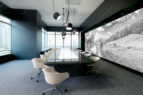 Malerische Almhütte bei Mittenwald mit Karwendel - Almbiente - Akustikbild - Größe ca. 600x200cm, Seitenverhältnis 3:1 - Mittenwald Alm Buckelwiesen Karwendel - weitere Infos unter https://www.kriner-weiermann.de