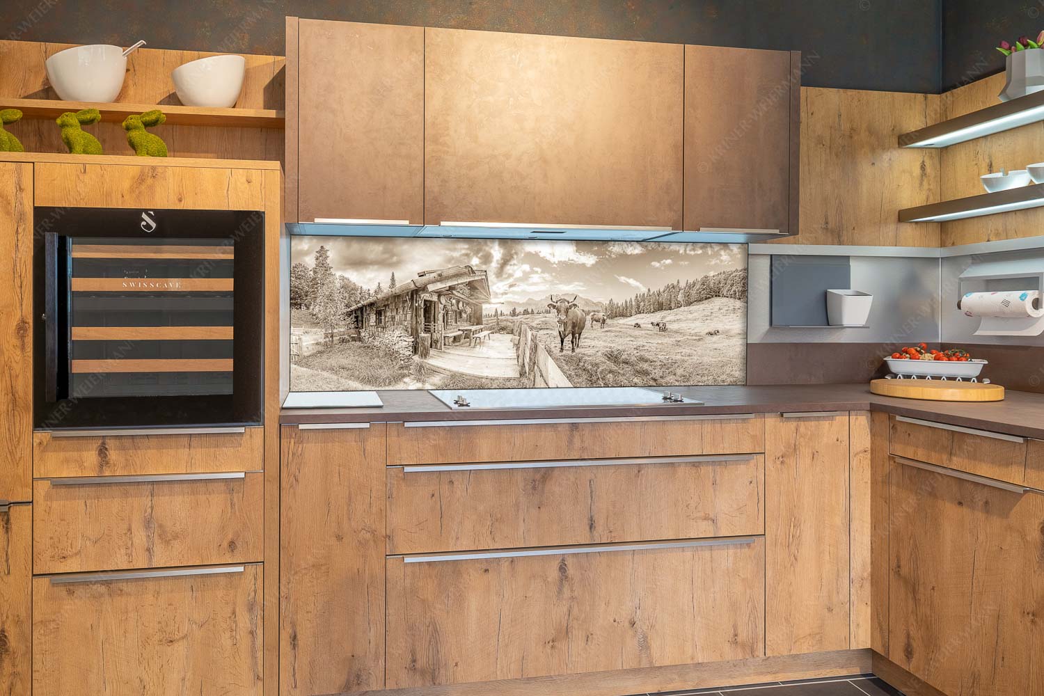 Almbiente – Küchenrückwand – Größe ca. 180x60cm, Seitenverhältnis 3:1 — Mittenwald Alm Buckelwiesen Karwendel Malerische Almhütte bei Mittenwald mit Karwendel - Almbiente - Küchenrückwand - Größe ca. 180x60cm, Seitenverhältnis 3:1 - Mittenwald Alm Buckelwiesen Karwendel - weitere Infos unter https://www.kriner-weiermann.de