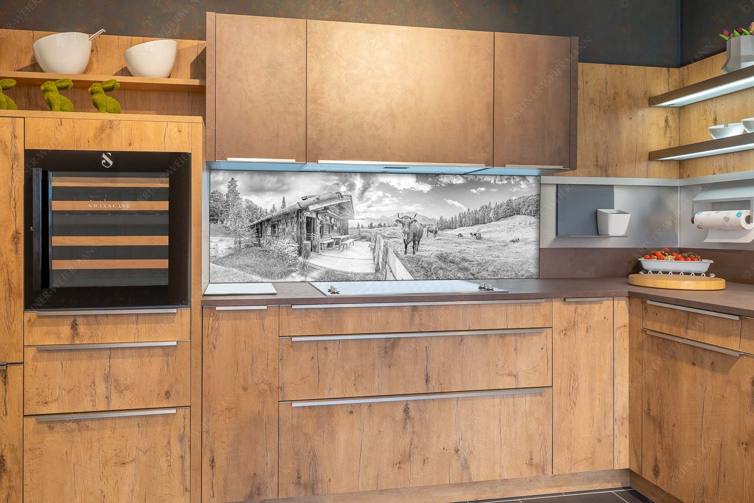 Almbiente – Küchenrückwand – Größe ca. 180x60cm, Seitenverhältnis 3:1 — Mittenwald Alm Buckelwiesen Karwendel Malerische Almhütte bei Mittenwald mit Karwendel - Almbiente - Küchenrückwand - Größe ca. 180x60cm, Seitenverhältnis 3:1 - Mittenwald Alm Buckelwiesen Karwendel - weitere Infos unter https://www.kriner-weiermann.de