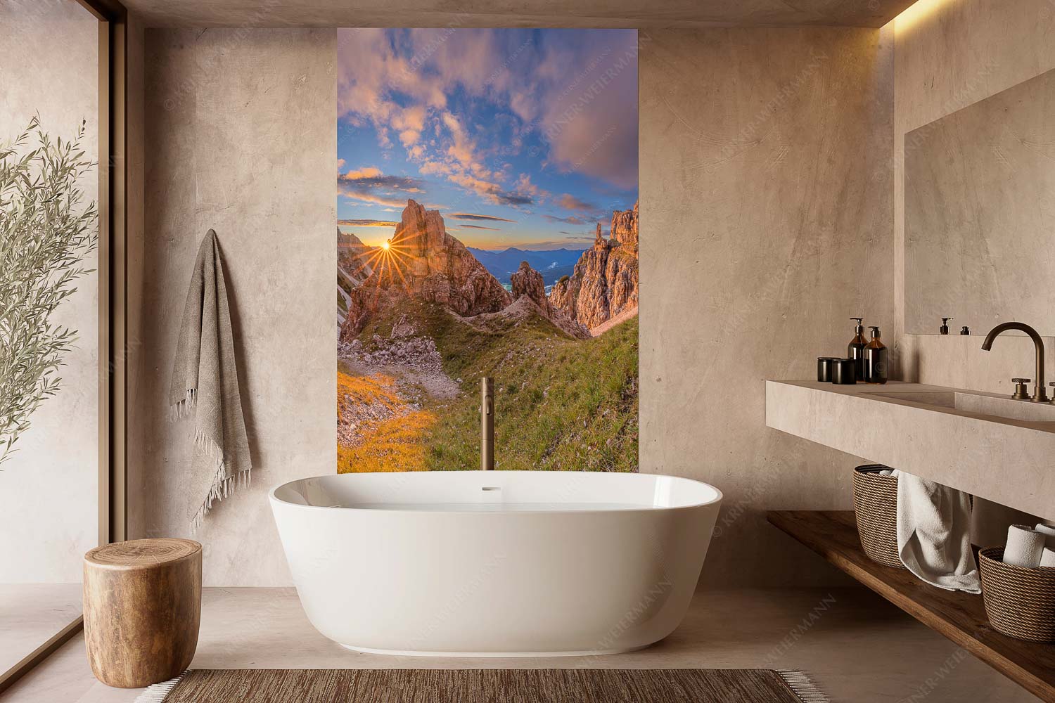 Letzte Sonnenstrahlen im Bereich der Schöttlkarspitze - Leuchttürme - Wandbild - Größe ca. 160x240cm, Seitenverhältnis 2:3 - Sonnenuntergang im Soierngebirge - weitere Infos unter https://www.kriner-weiermann.de