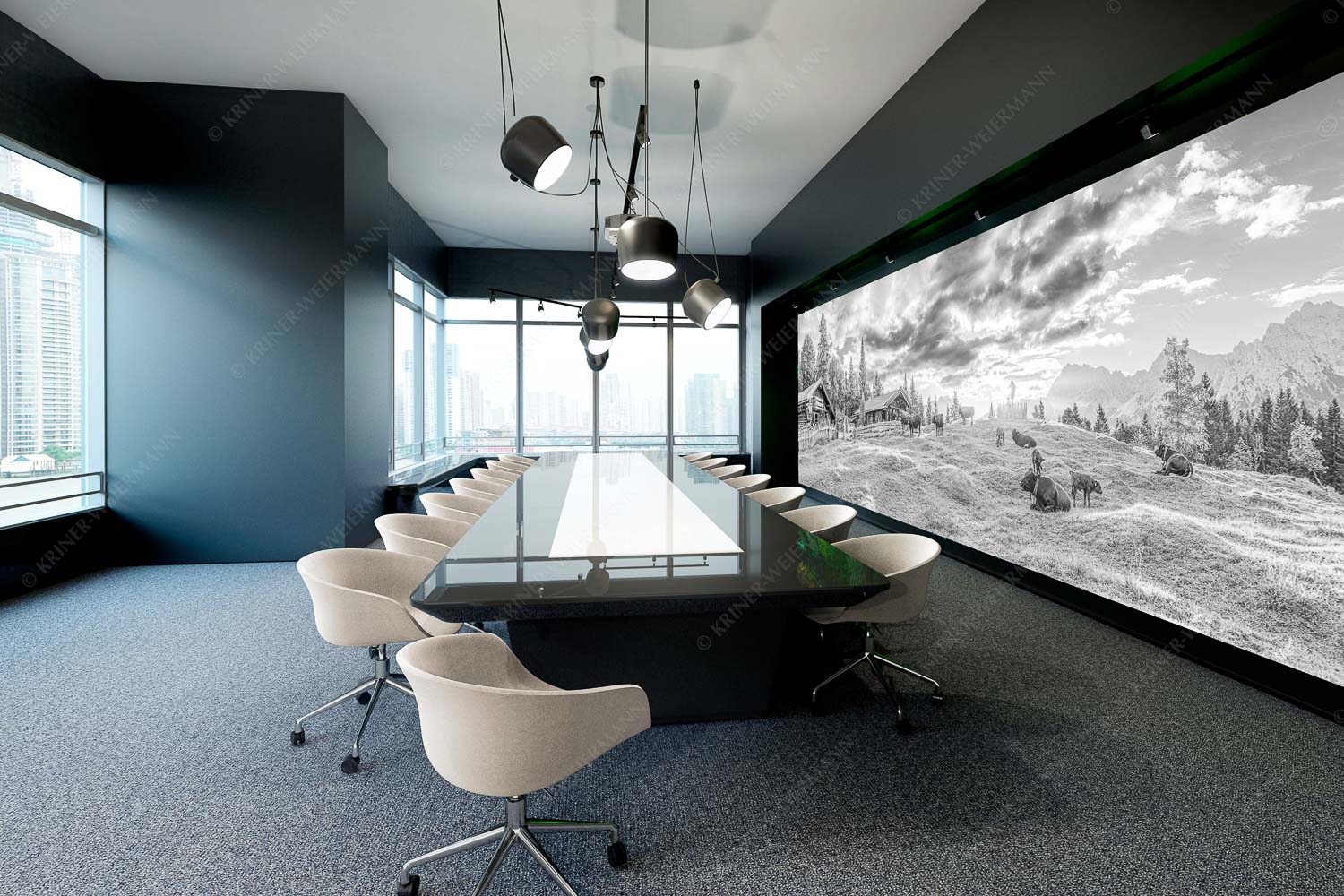 Oimarisch – Akustikbild – Größe ca. 600x200cm, Seitenverhältnis 3:1 — Mittenwald Buckelwiesen Alm Friedliche Almwiese bei Mittenwald mit Karwendel im Morgenlicht - Oimarisch - Akustikbild - Größe ca. 600x200cm, Seitenverhältnis 3:1 - Mittenwald Buckelwiesen Alm - weitere Infos unter https://www.kriner-weiermann.de