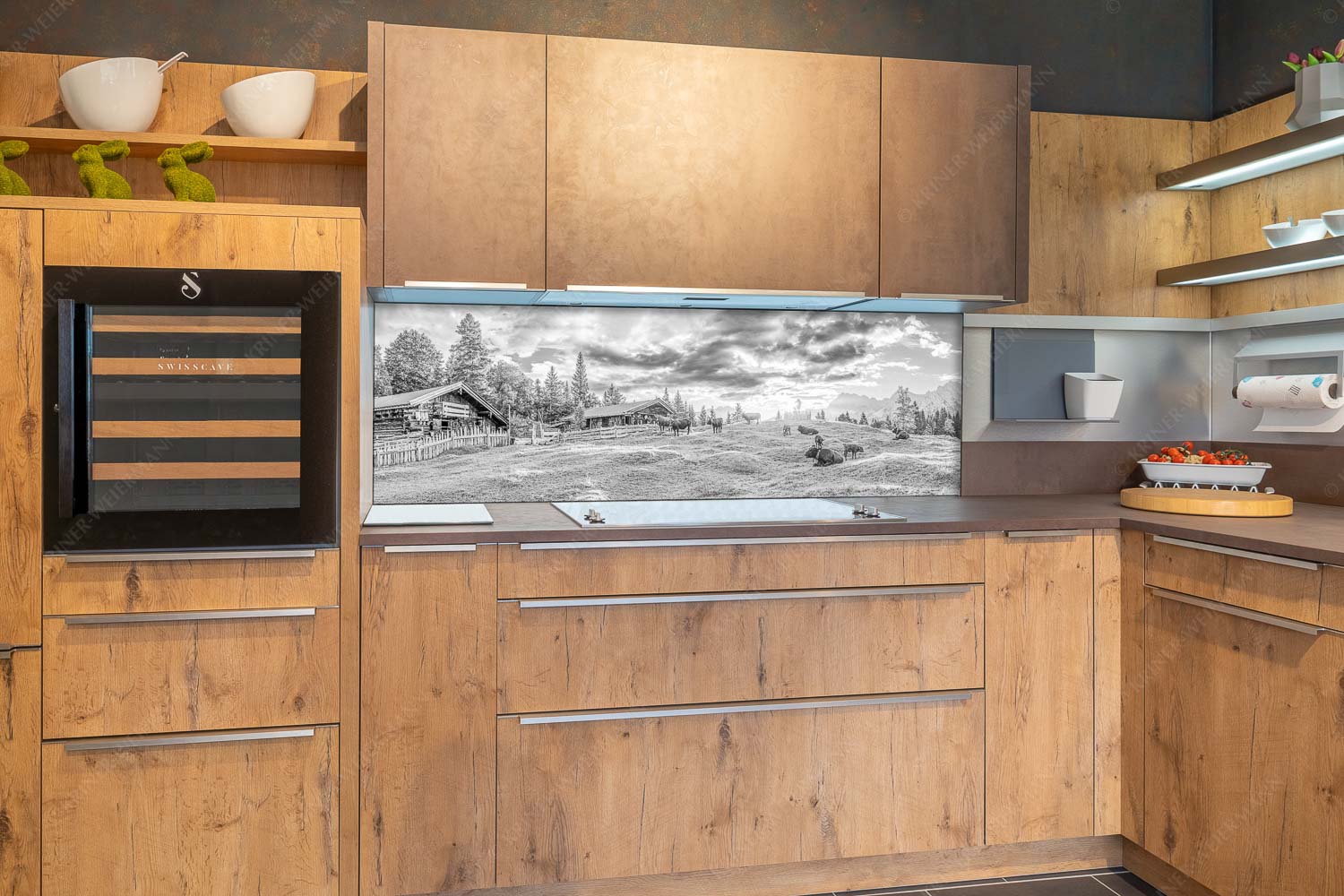 Oimarisch – Küchenrückwand – Größe ca. 180x60cm, Seitenverhältnis 3:1 — Mittenwald Buckelwiesen Alm Friedliche Almwiese bei Mittenwald mit Karwendel im Morgenlicht - Oimarisch - Küchenrückwand - Größe ca. 180x60cm, Seitenverhältnis 3:1 - Mittenwald Buckelwiesen Alm - weitere Infos unter https://www.kriner-weiermann.de