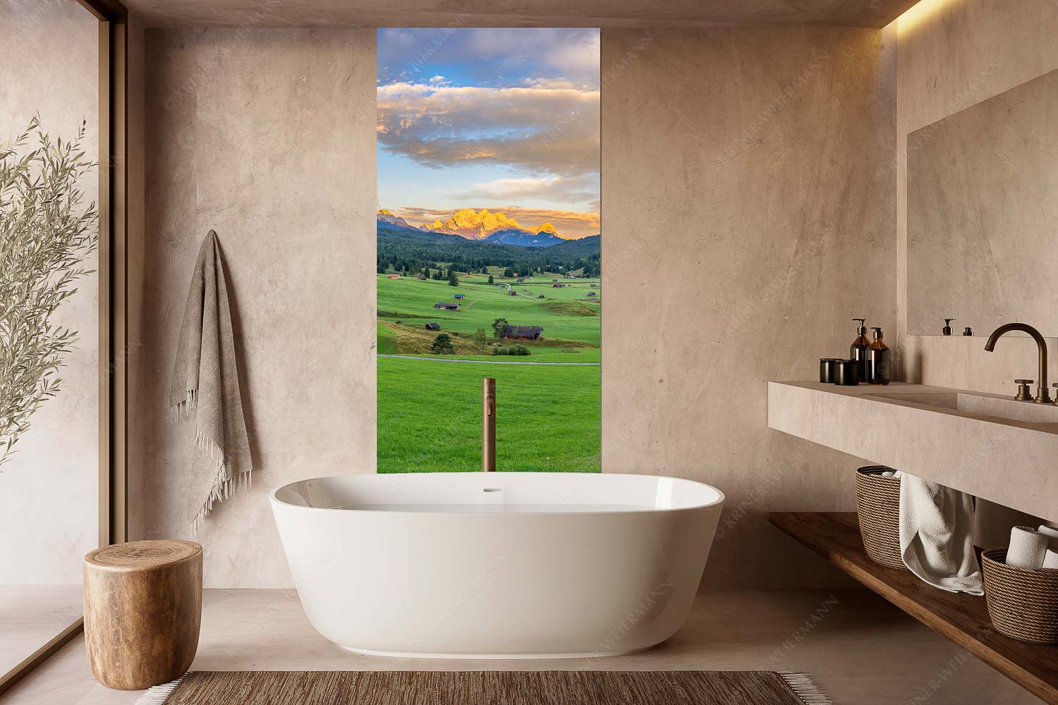 Erstes Sonnenlicht am Zugspitzmassiv - Wunderbares Werdenfels - Wandbild - Größe ca. 100x200cm, Seitenverhältnis 1:2 - Karwendel Wetterstein und Estergebirge - weitere Infos unter https://www.kriner-weiermann.de