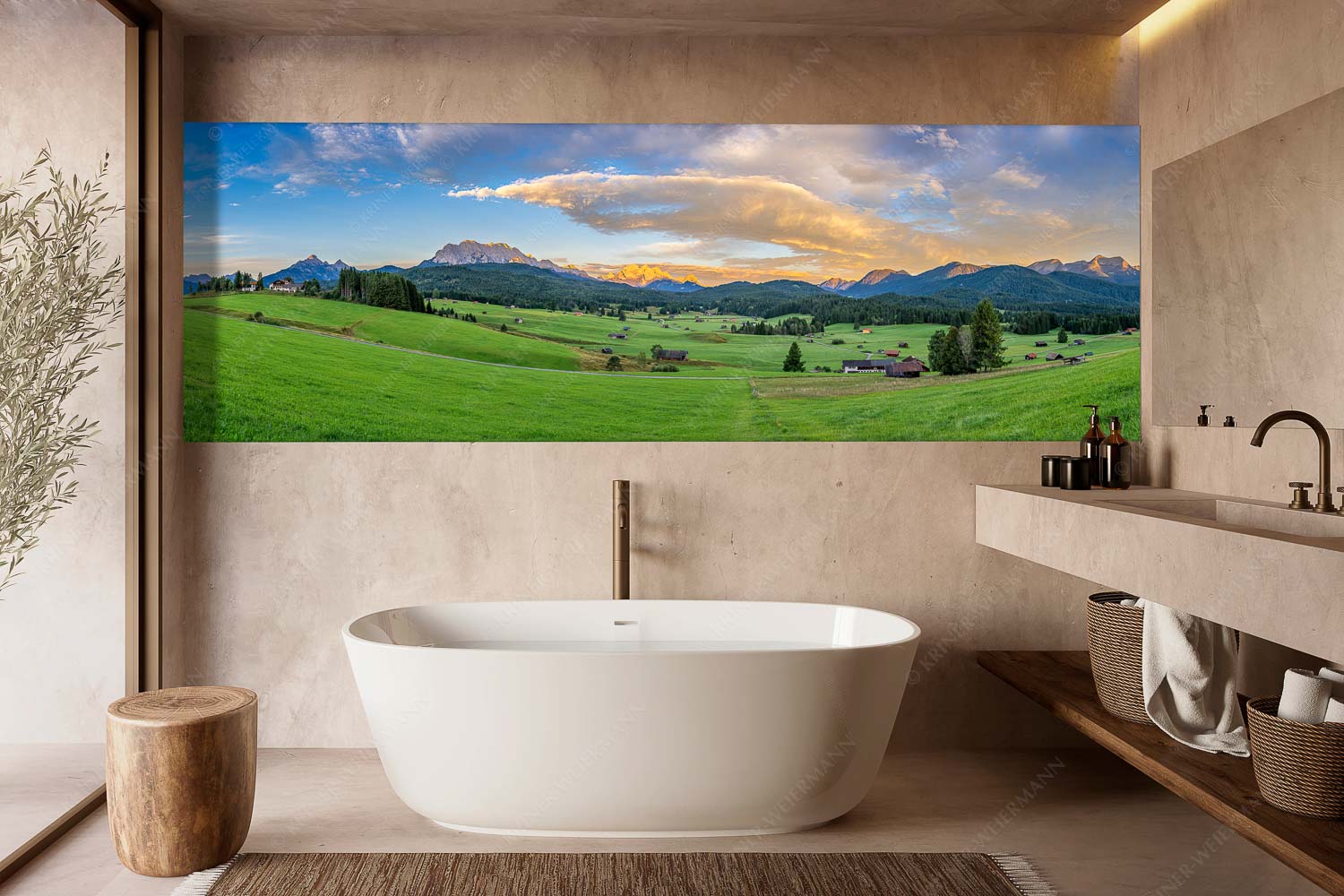 Wunderbares Werdenfels – Wandbild – Größe ca. 300x100cm, Seitenverhältnis 3:1 — Karwendel Wetterstein und Estergebirge Erstes Sonnenlicht am Zugspitzmassiv - Wunderbares Werdenfels - Wandbild - Größe ca. 300x100cm, Seitenverhältnis 3:1 - Karwendel Wetterstein und Estergebirge - weitere Infos unter https://www.kriner-weiermann.de