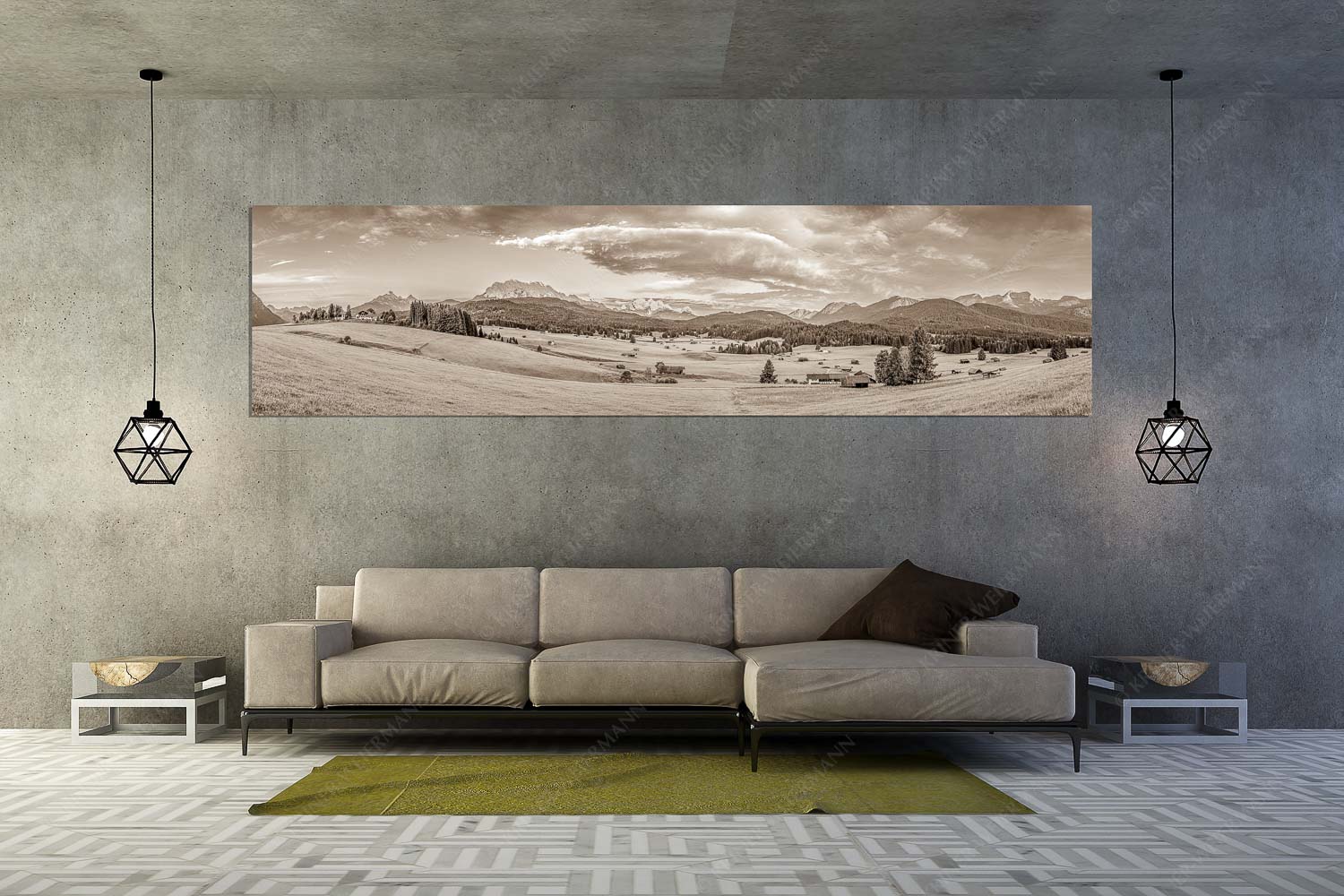 Wunderbares Werdenfels – Wandbild – Größe ca. 320x80cm, Seitenverhältnis 4:1 — Karwendel Wetterstein und Estergebirge Erstes Sonnenlicht am Zugspitzmassiv - Wunderbares Werdenfels - Wandbild - Größe ca. 320x80cm, Seitenverhältnis 4:1 - Karwendel Wetterstein und Estergebirge - weitere Infos unter https://www.kriner-weiermann.de