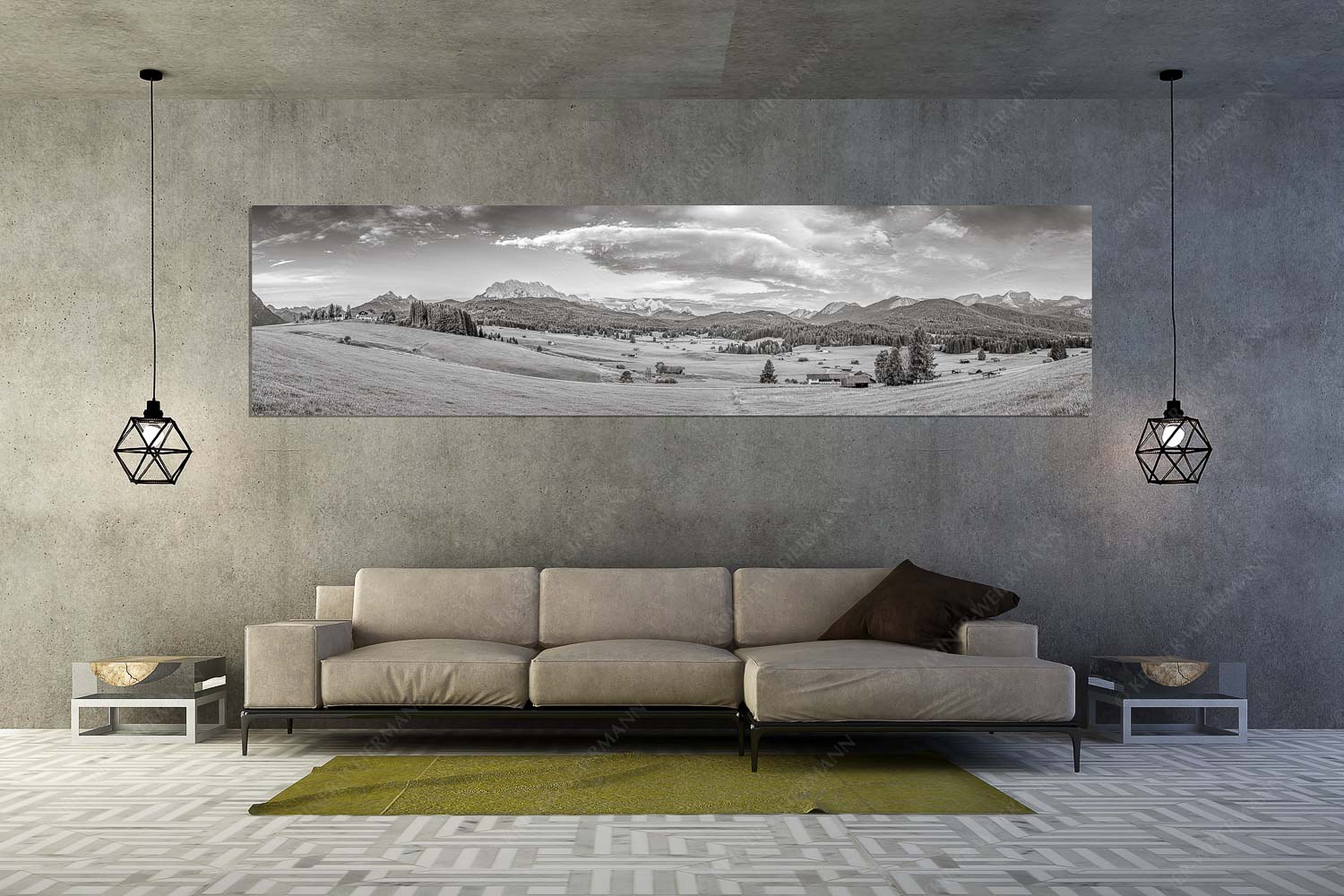 Wunderbares Werdenfels – Wandbild – Größe ca. 320x80cm, Seitenverhältnis 4:1 — Karwendel Wetterstein und Estergebirge Erstes Sonnenlicht am Zugspitzmassiv - Wunderbares Werdenfels - Wandbild - Größe ca. 320x80cm, Seitenverhältnis 4:1 - Karwendel Wetterstein und Estergebirge - weitere Infos unter https://www.kriner-weiermann.de