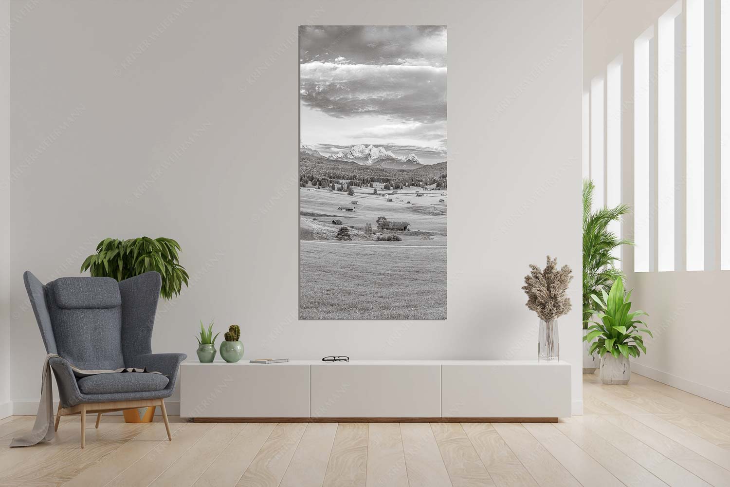 Wunderbares Werdenfels – Wandbild – Größe ca. 90x180cm, Seitenverhältnis 1:2 — Karwendel Wetterstein und Estergebirge Erstes Sonnenlicht am Zugspitzmassiv - Wunderbares Werdenfels - Wandbild - Größe ca. 90x180cm, Seitenverhältnis 1:2 - Karwendel Wetterstein und Estergebirge - weitere Infos unter https://www.kriner-weiermann.de